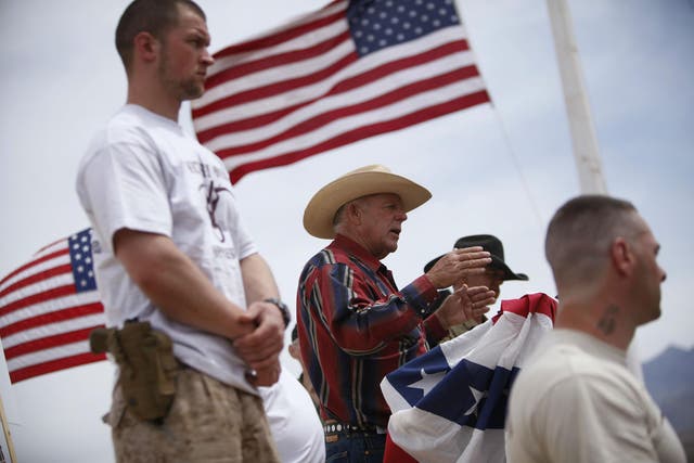 Cliven Bundy talking at a stand-off on his land in Nevada in 2014