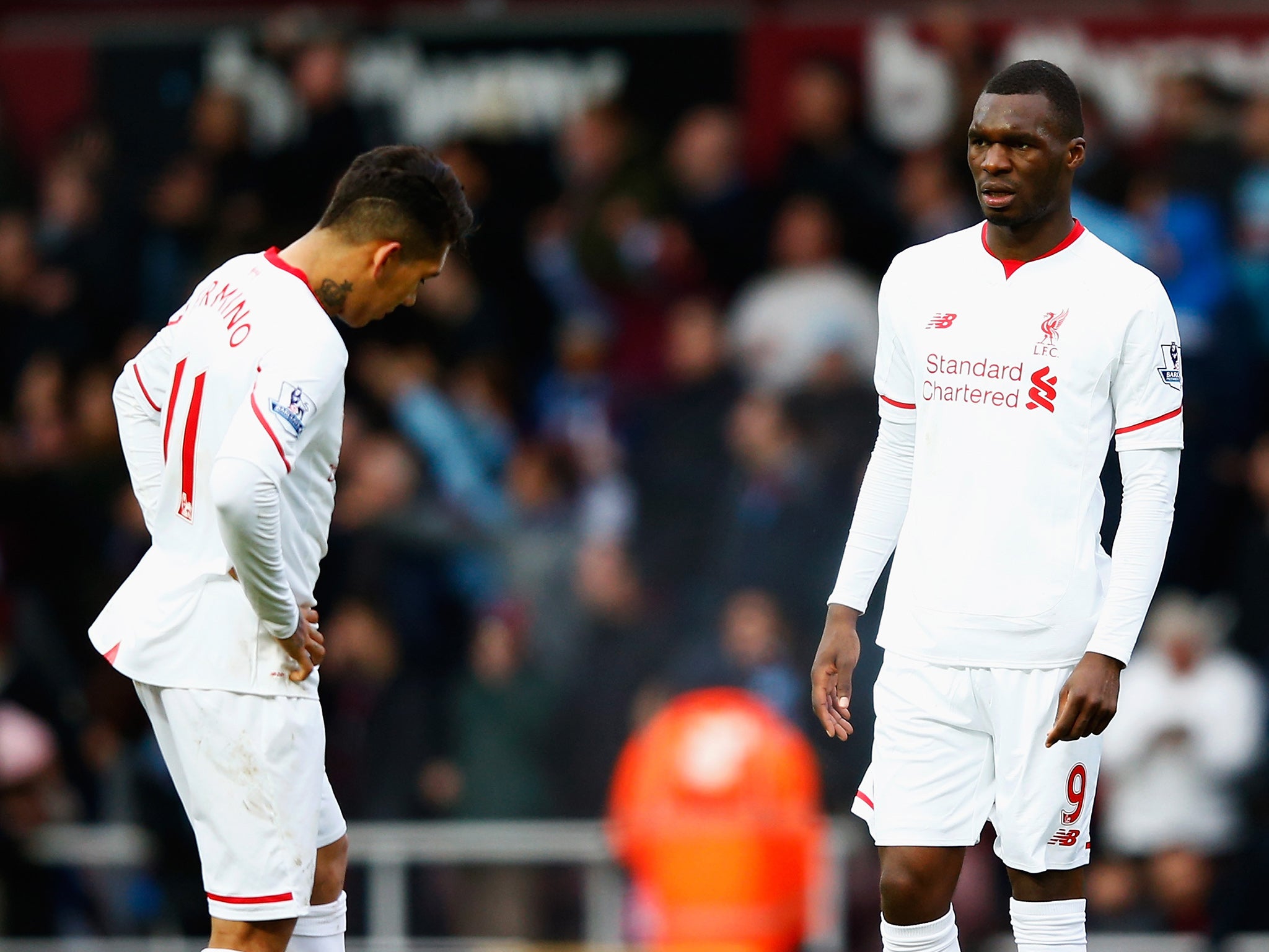Liverpool forwards Roberto Firmino and Christian Benteke