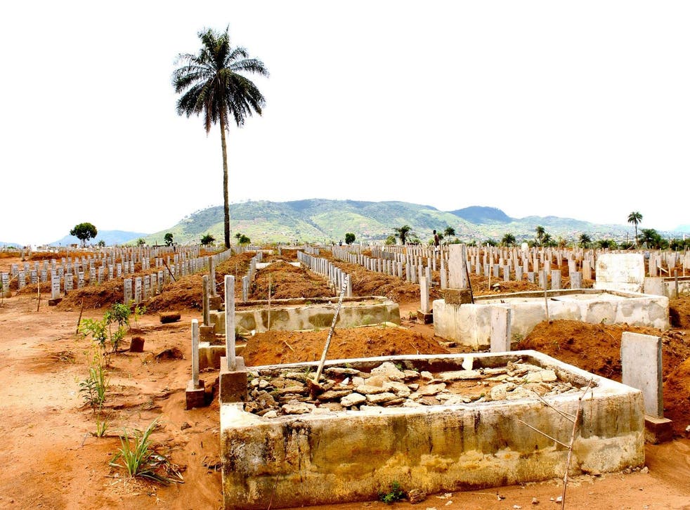 A cemetery in Waterloo, east of Freetown, Sierra Leone, where dozens of children are laid to rest, November 2015