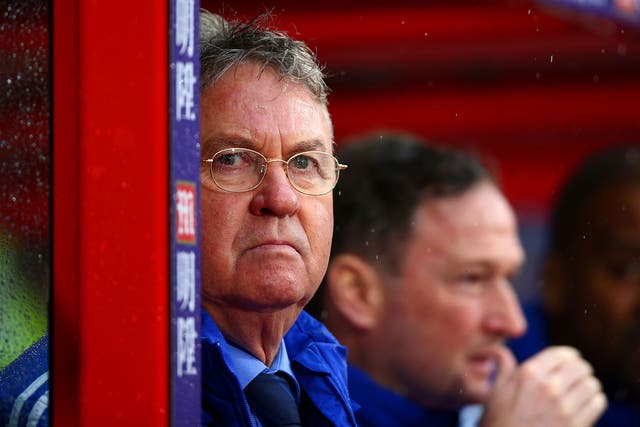 Chelsea manager Guus Hiddink looks on from the touchline