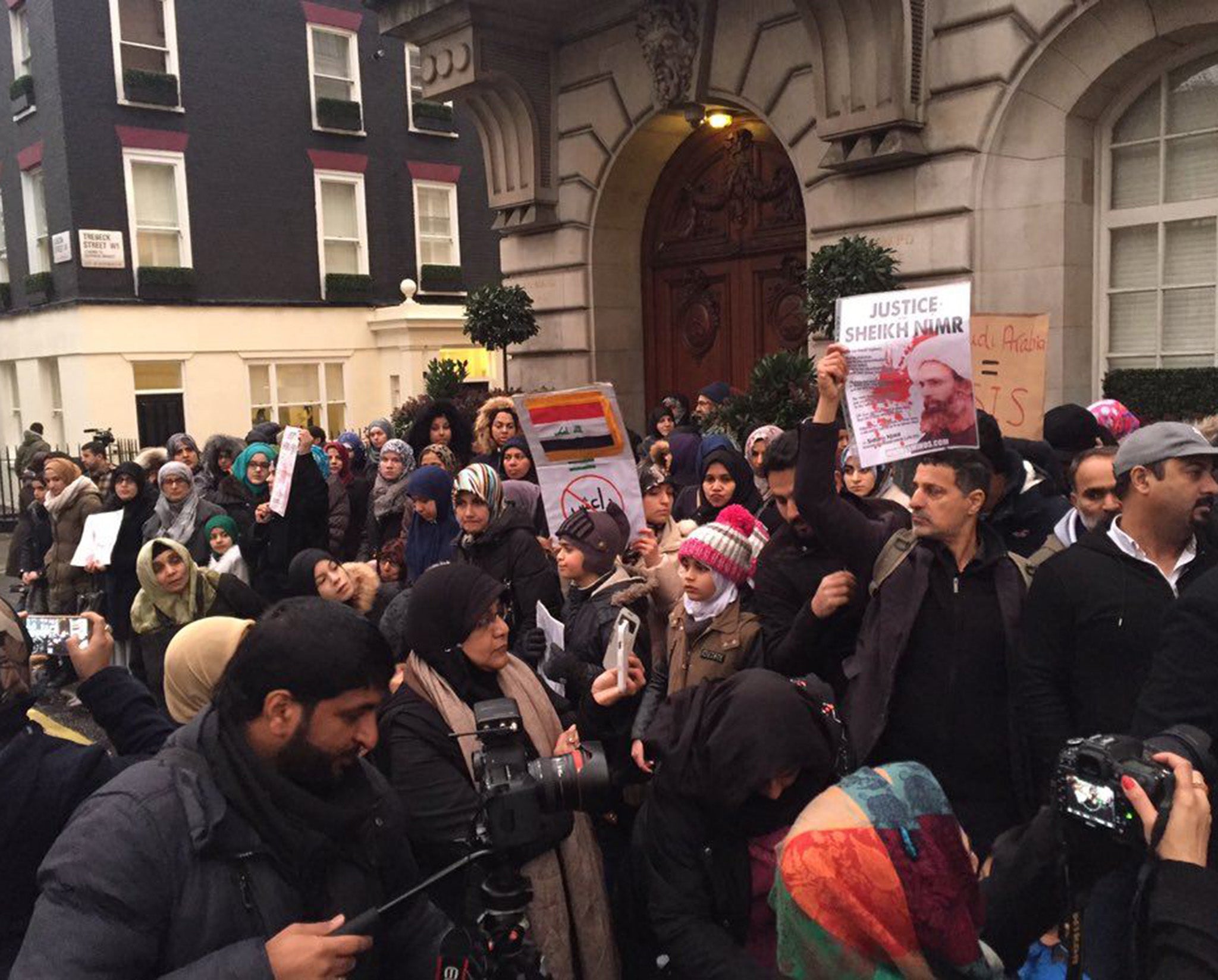 Protests have called on the UK to stop supporting the Saudi regime (Sayed Ahmed Alwadaei/Twitter)