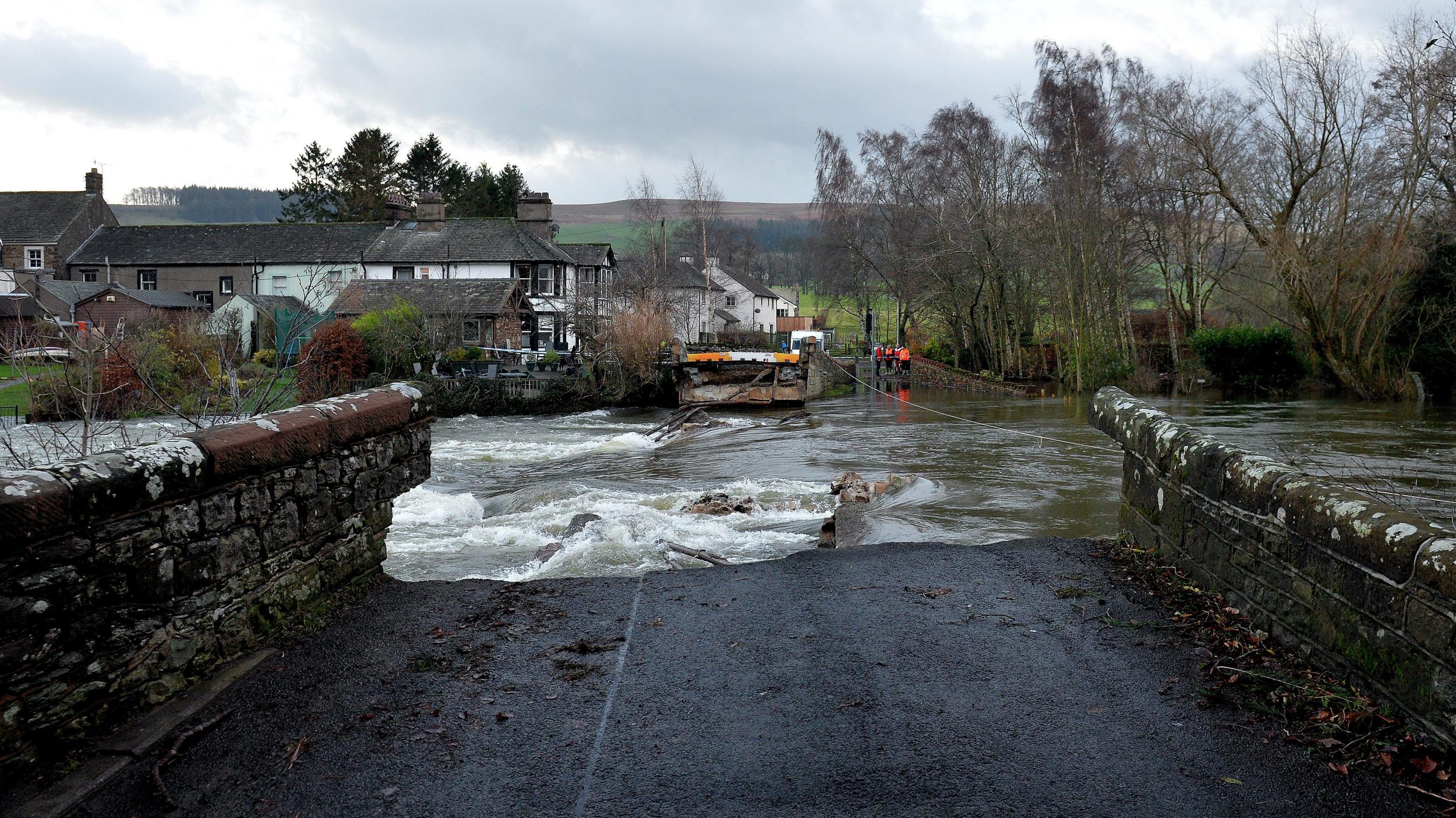 Pooley Bridge only recently collapsed, with incredible footage taken on December 6 showing the structure crumbling into the fast-flowing River Eamont