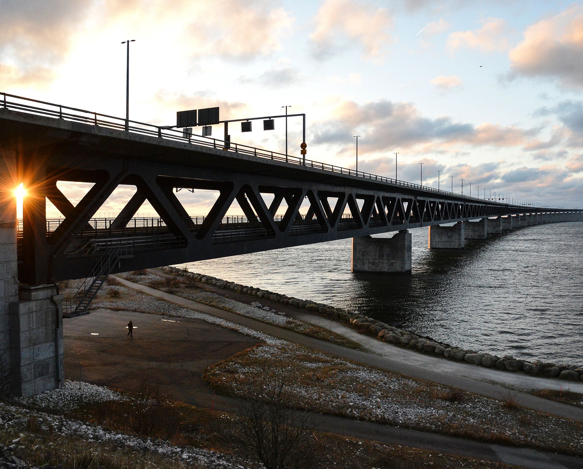 The Oresund Bridge between Sweden and Copenhagen which has provided easy travel between the two countries since the 1950s