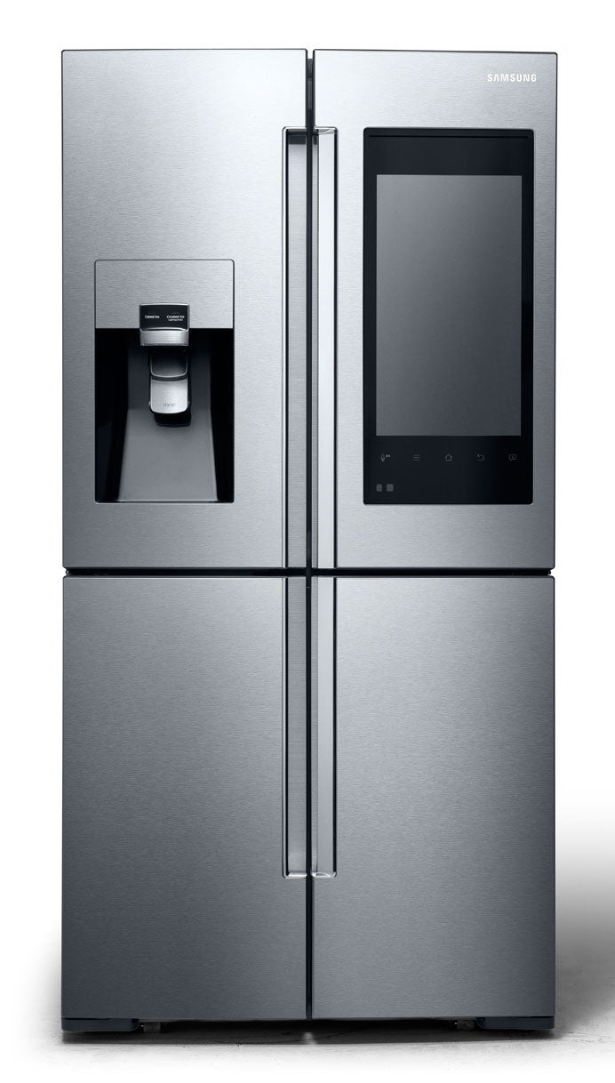 refrigerator with screen on front