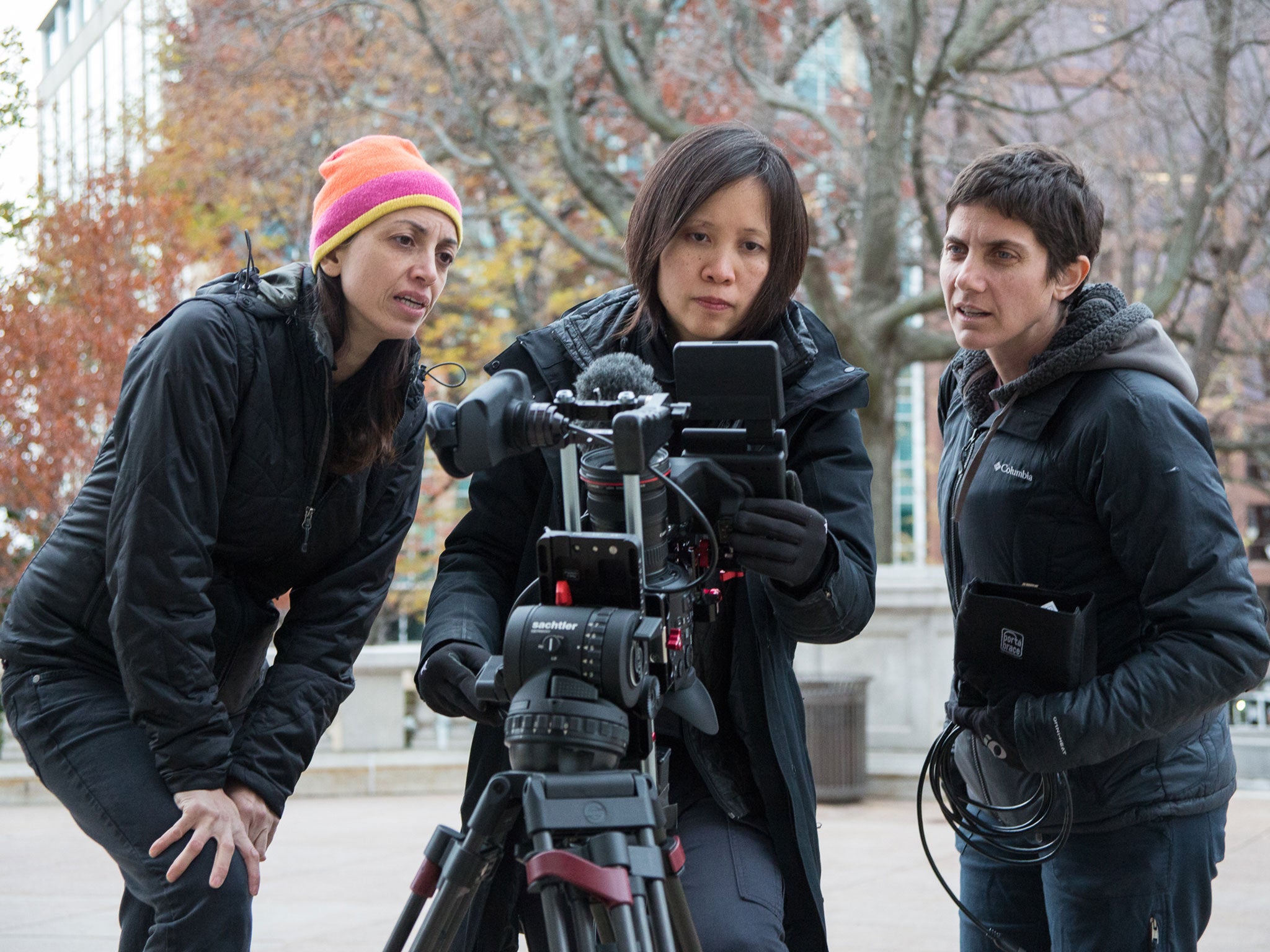 Laura Ricciardi, left, and Moira Demos, right, on the set of ‘Making A Murderer’