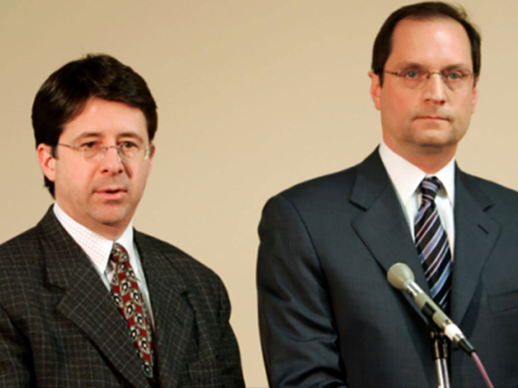Defence lawyers Dean Strang, left, and Jerry Buting