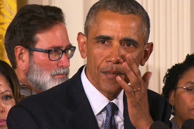 Mr Obama wept as he announced the new regulations