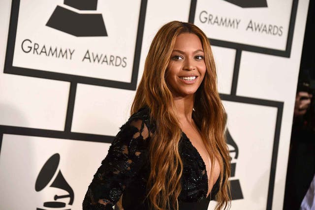Beyoncé arrives at the 57th annual Grammy Awards in Los Angeles.