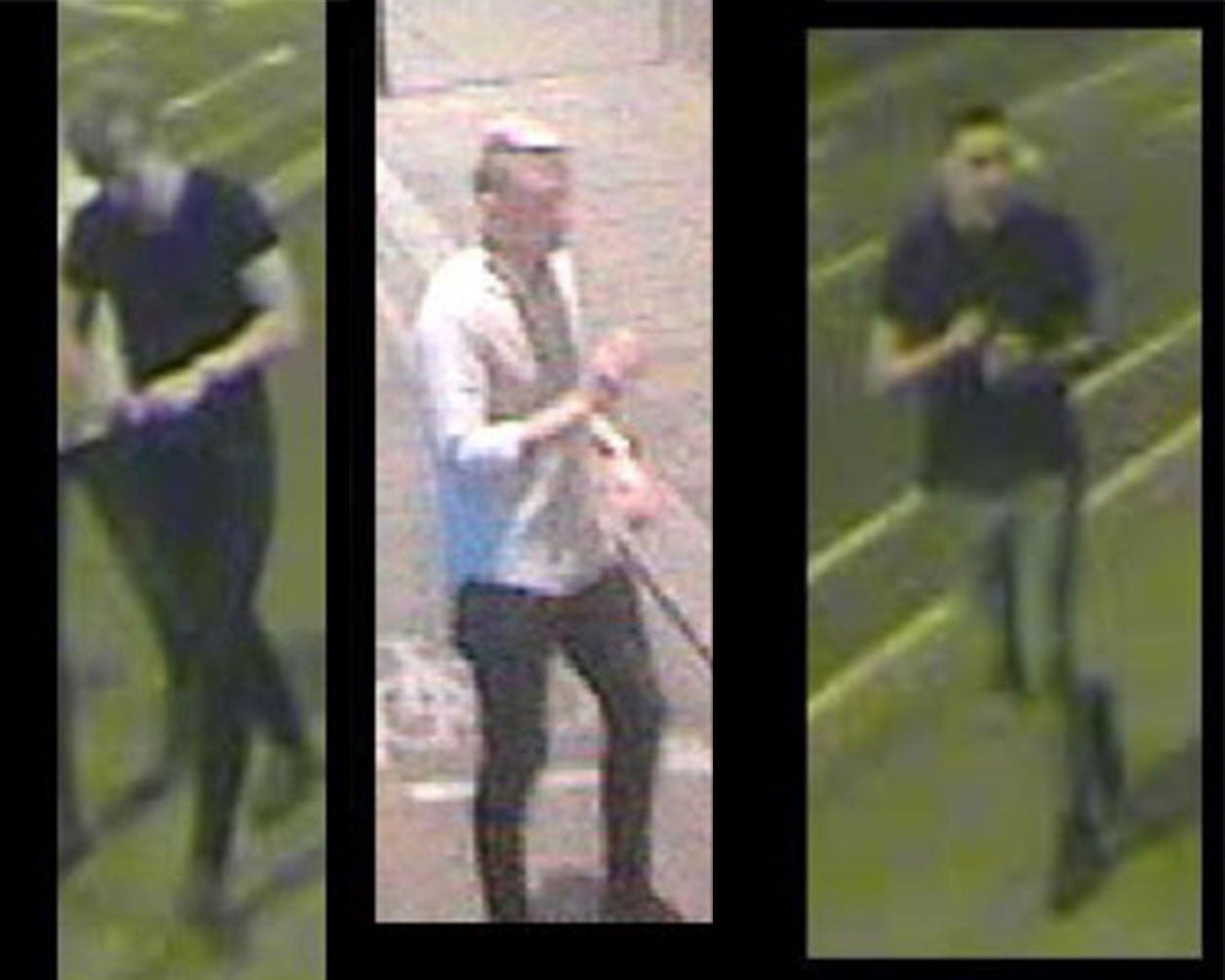 CCTV images of three men suspected of sexual assault at a bus stop in Mitcham