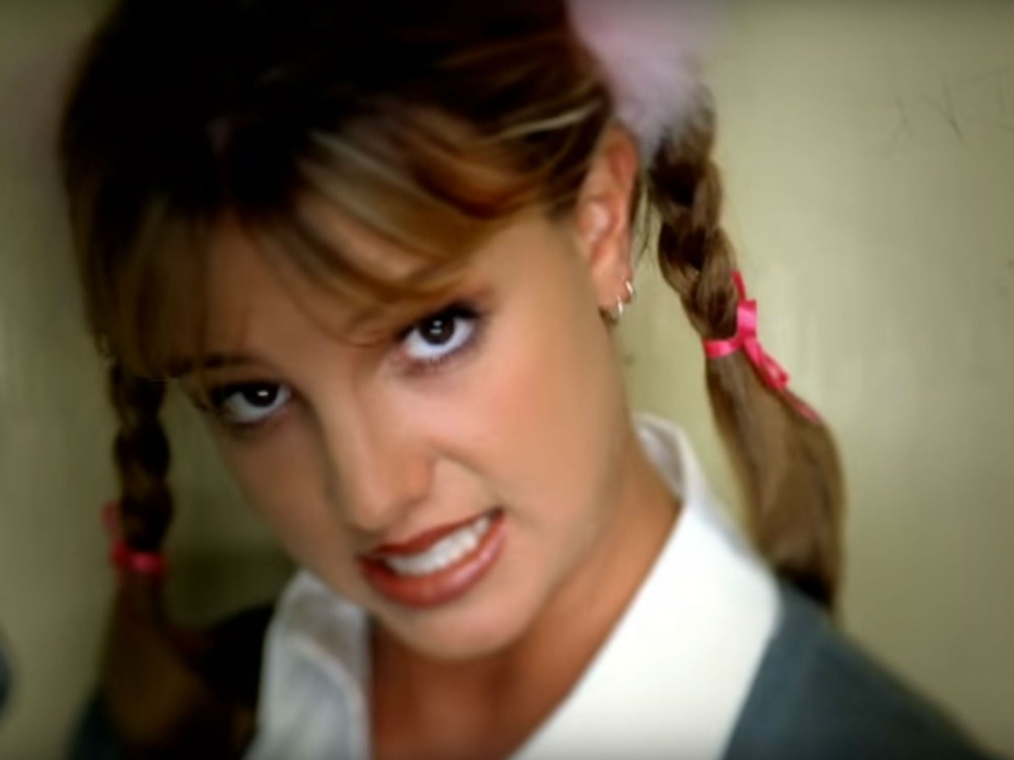 Britney Spears dressed as a schoolgirl for her iconic '...Baby One More Time' music video
