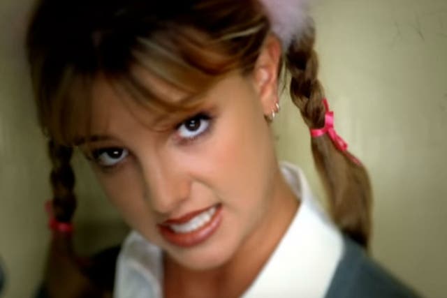 Britney Spears dressed as a schoolgirl for her iconic '...Baby One More Time' music video