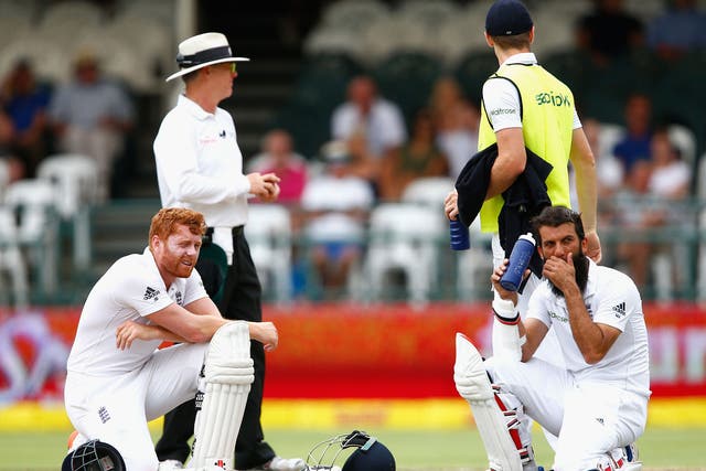 Jonny Bairstow and Moeen Ali on the final day of the second Test