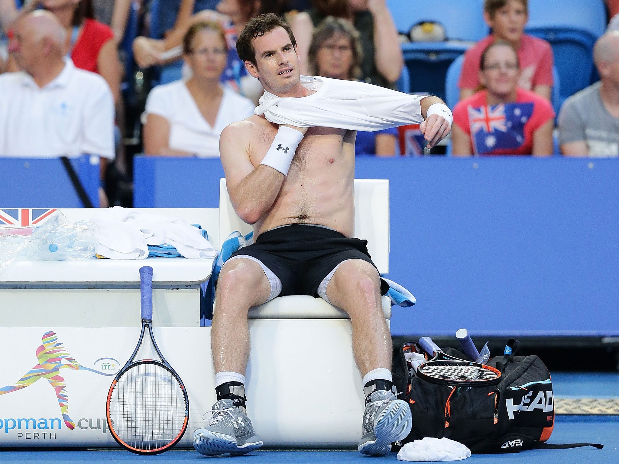 Andy Murray pictured during a defeat in Perth