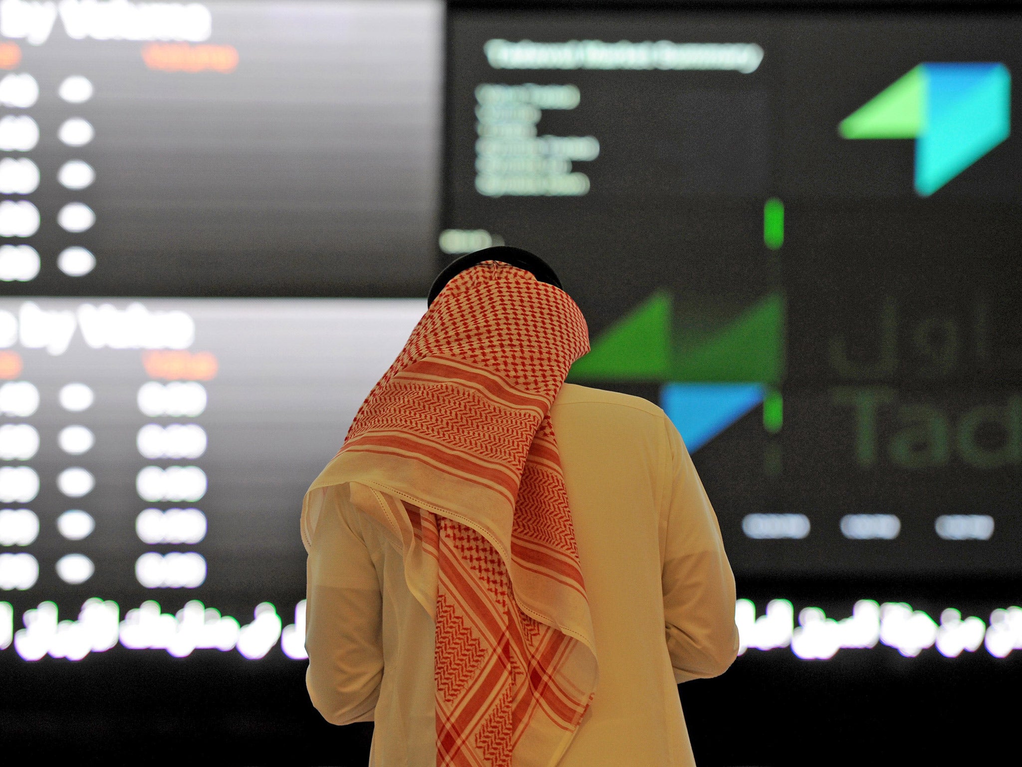 An investor at the Saudi Stock Exchange, or Tadawul, in the capital Riyadh