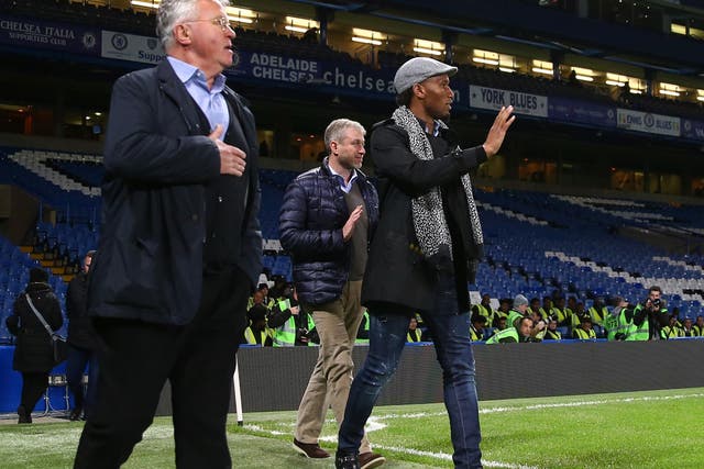 Didier Drogba and Guus Hiddink at Stamford Bridge