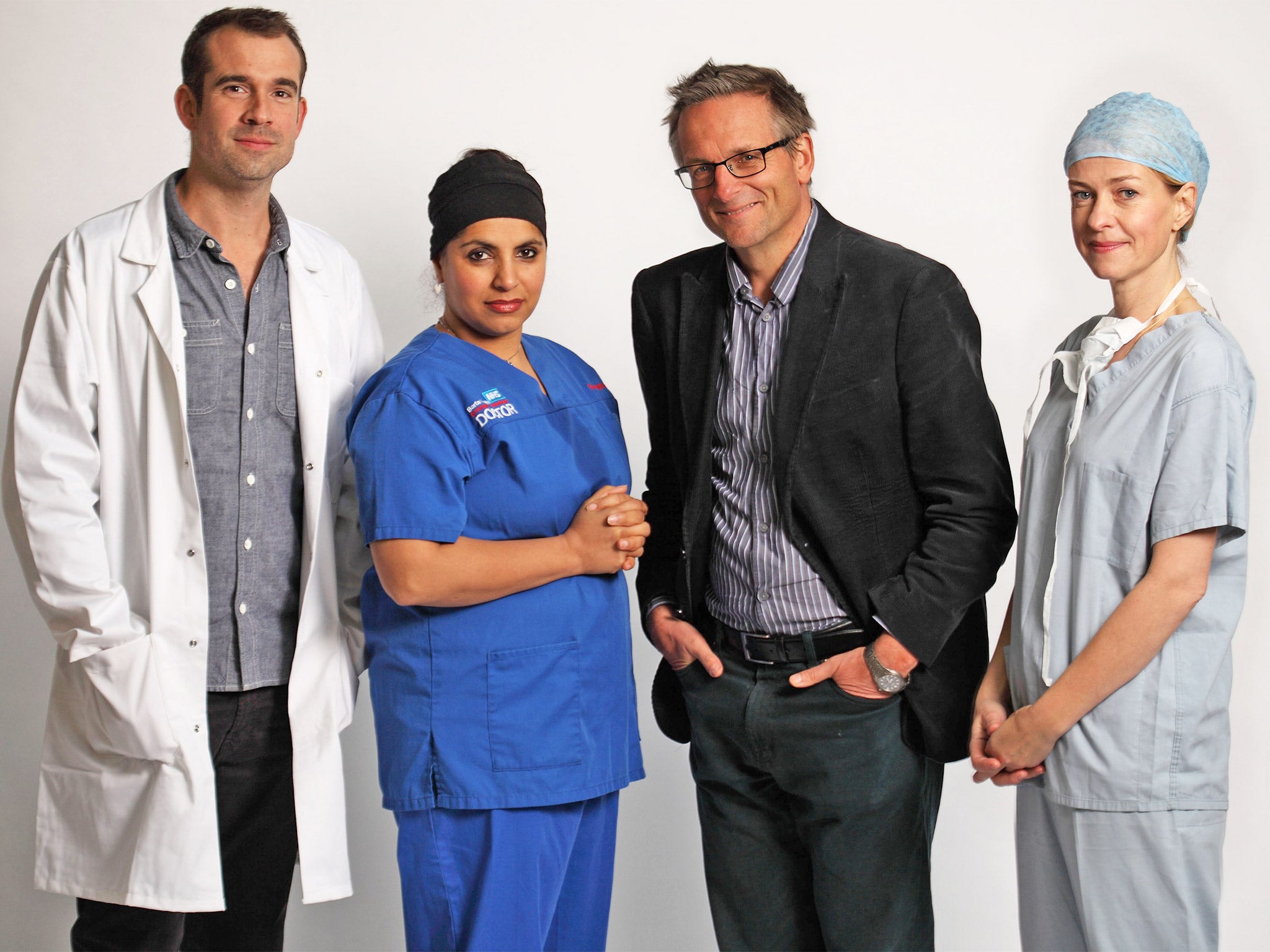 They’ll see you now: Dr Chris van Tulleken, Dr Saleyha Ashan, Dr Michael Mosley and Gabriel Weston in ‘Trust Me, I’m a Doctor’