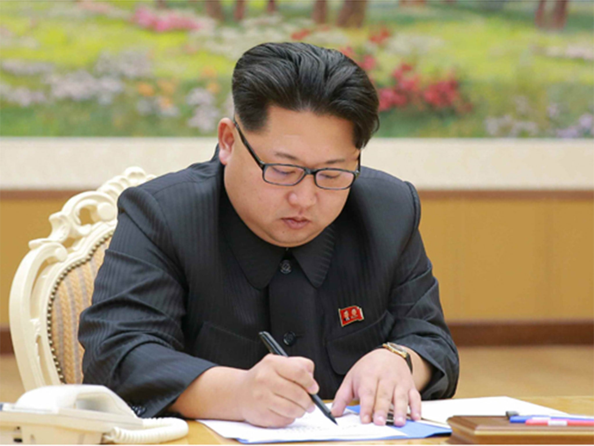 Picture issued by the North Korean government purporting to show Kim Jong-un ordering the H-bomb test