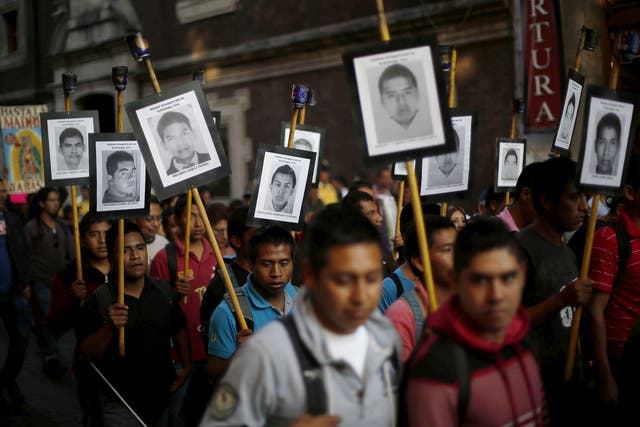 A "bring back our boys" protest attacking the Mexican government for its failure to tackle corruption