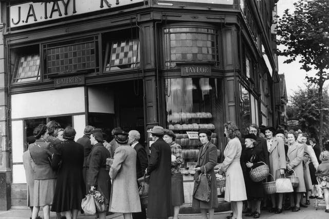 They never kept calm and carried on: queues in London on the day before bread rationing was introduced in July 1946