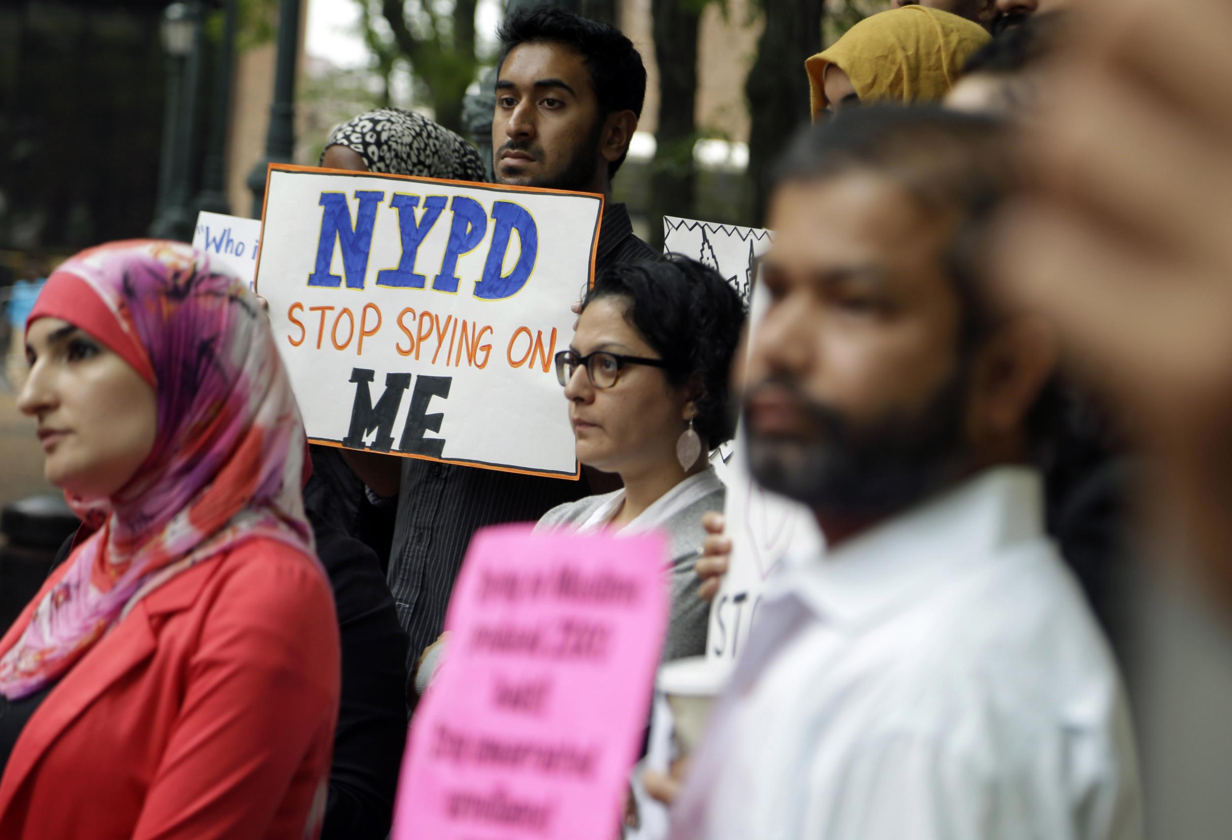 Protesters rally against the NYPD.