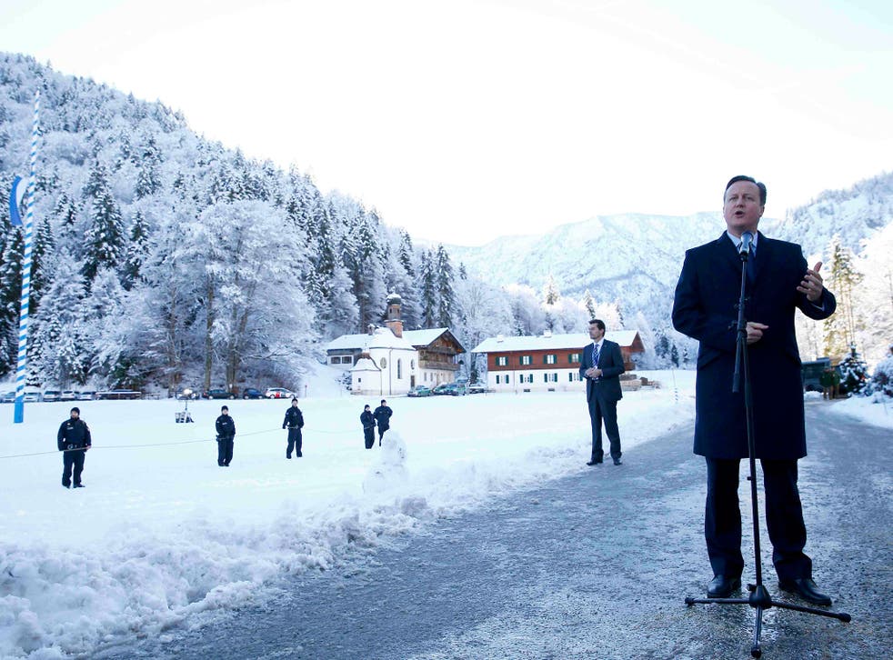 David Cameron at the Bavarian Christian Social Union’s meeting in Wildbad Kreuth
