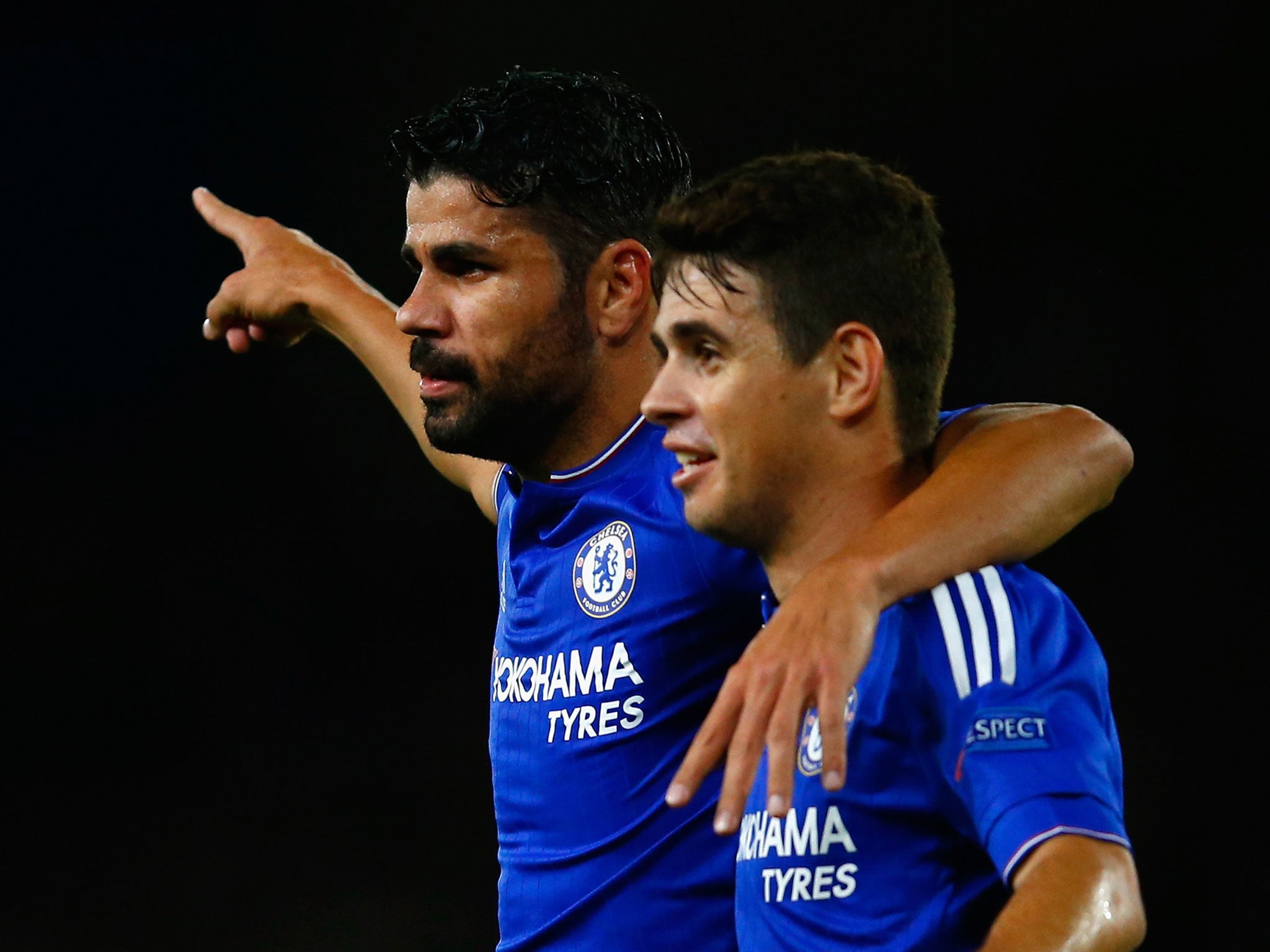 Chelsea’s Diego Costa, left, and Oscar remain ‘best friends’, according to the latter, but accusations of disharmony have dogged the team this season