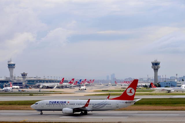 Muhammed al-Amin Mahiev was on board an internal Turkish Airlines flight from the southeastern city of Gaziantep to Istanbul (pictured) when he died of heart failure