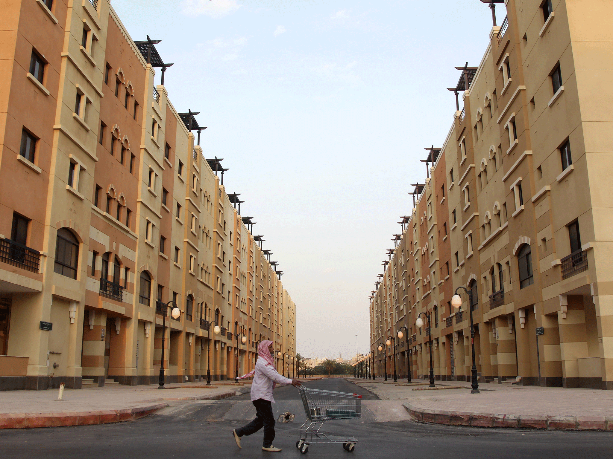 A residential street in Riyadh, Saudi Arabia - the country named the third happiest out of 68 after Columbia and Fiji