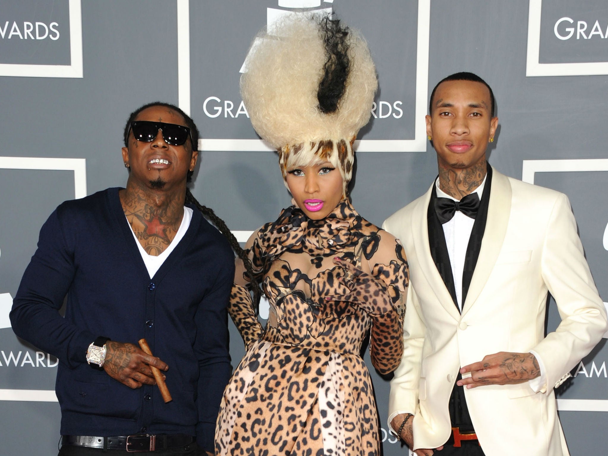 Lil Wayne, Nicki Minaj and Tyga at the 2011 Grammy awards