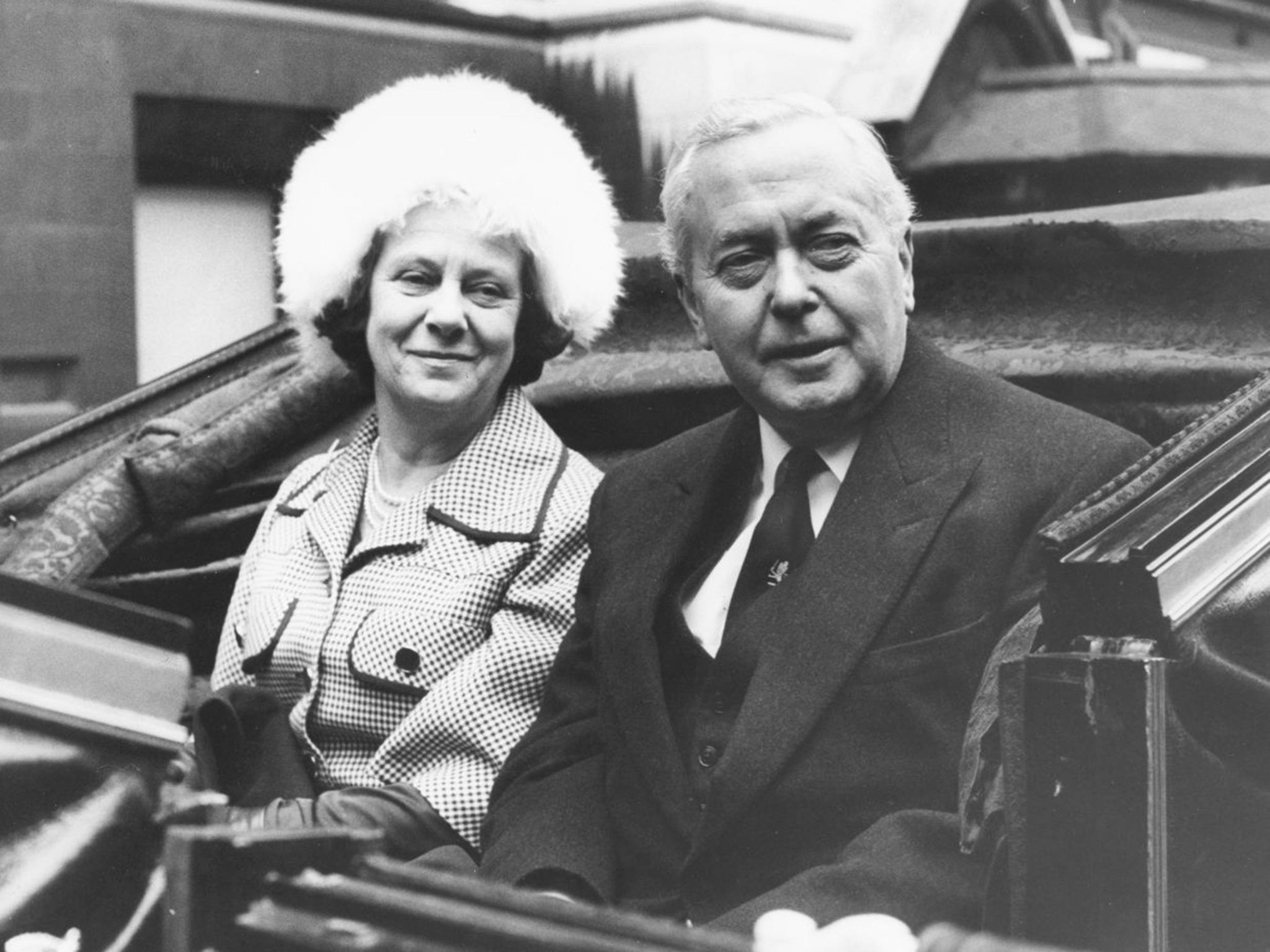 Mary and Harold on their way to the Guildhall to receive the freedom of the city of London in 1971