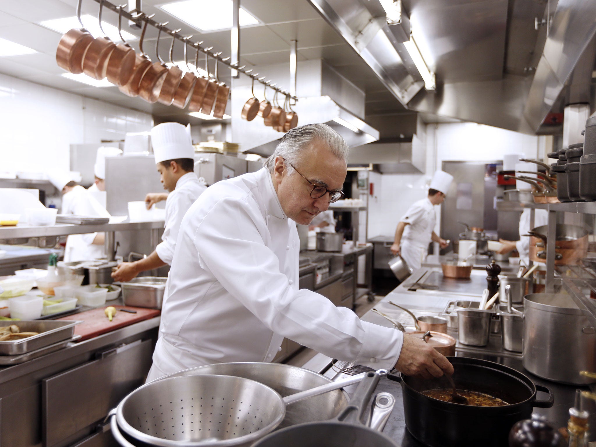 Ducasse in the kitchen of his Louis XV restaurant in the Hotel de Paris in Monaco, 2012