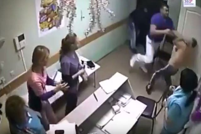 The moment a Russian doctor killed his patient with one punch in a Belgorod hospital