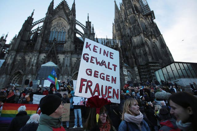 Protesters gather in Cologne after the mass attacks on New Year’s Eve