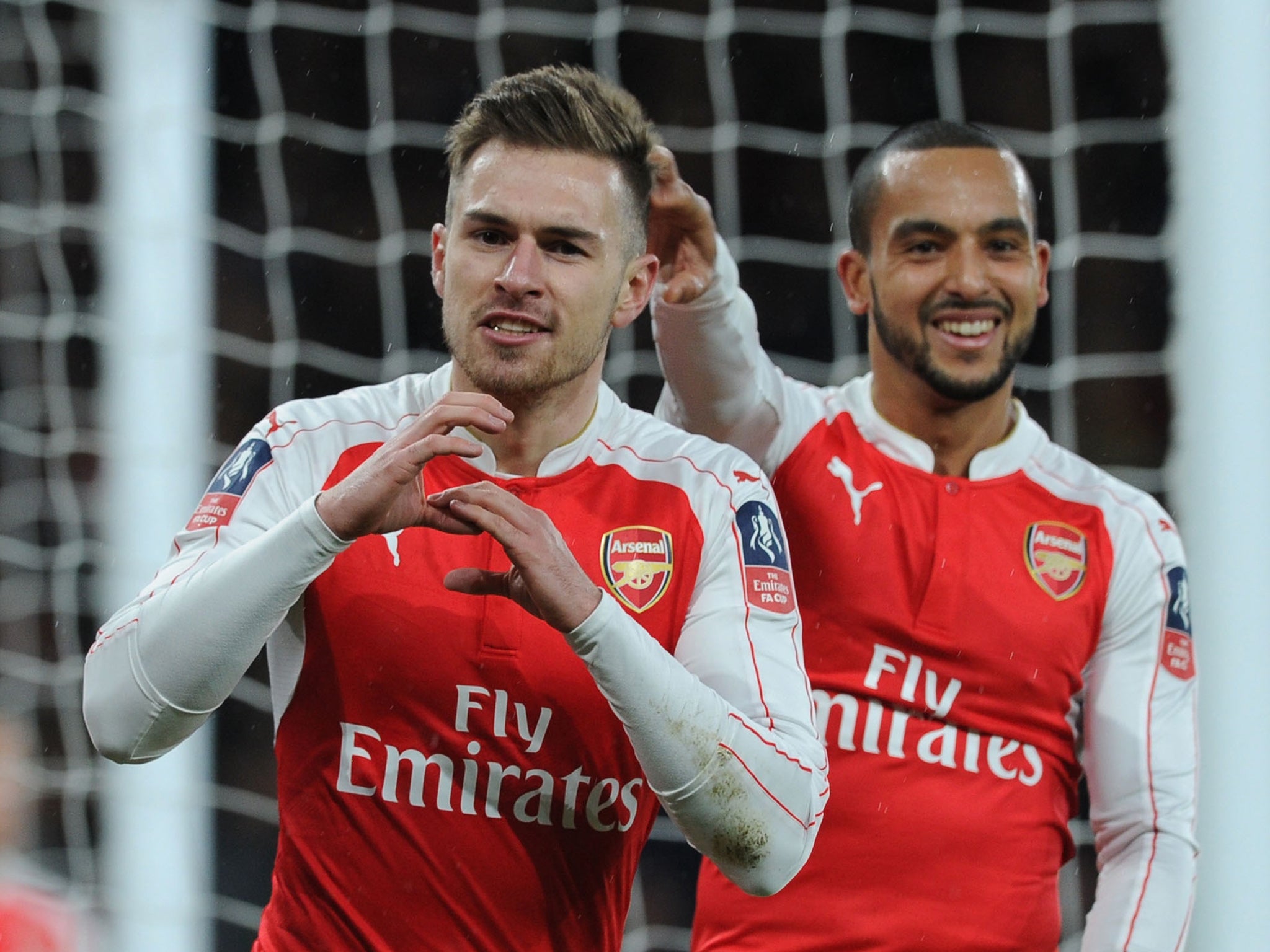 Arsenal midfielder Aaron Ramsey celebrates his goal