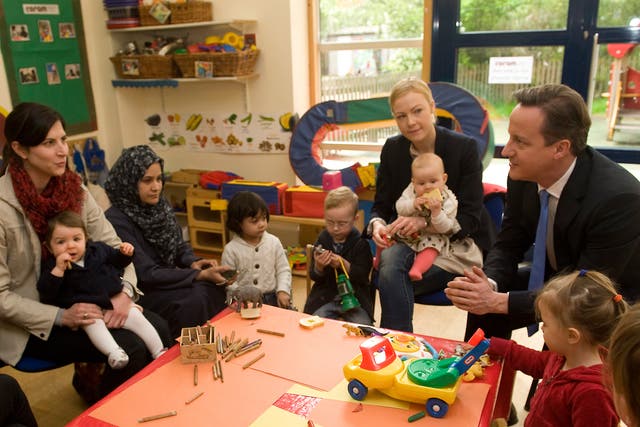 David Cameron visiting a parents’ centre in London in 2012
