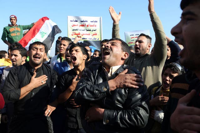 Victims of crime vent their anger at a rally in Basra