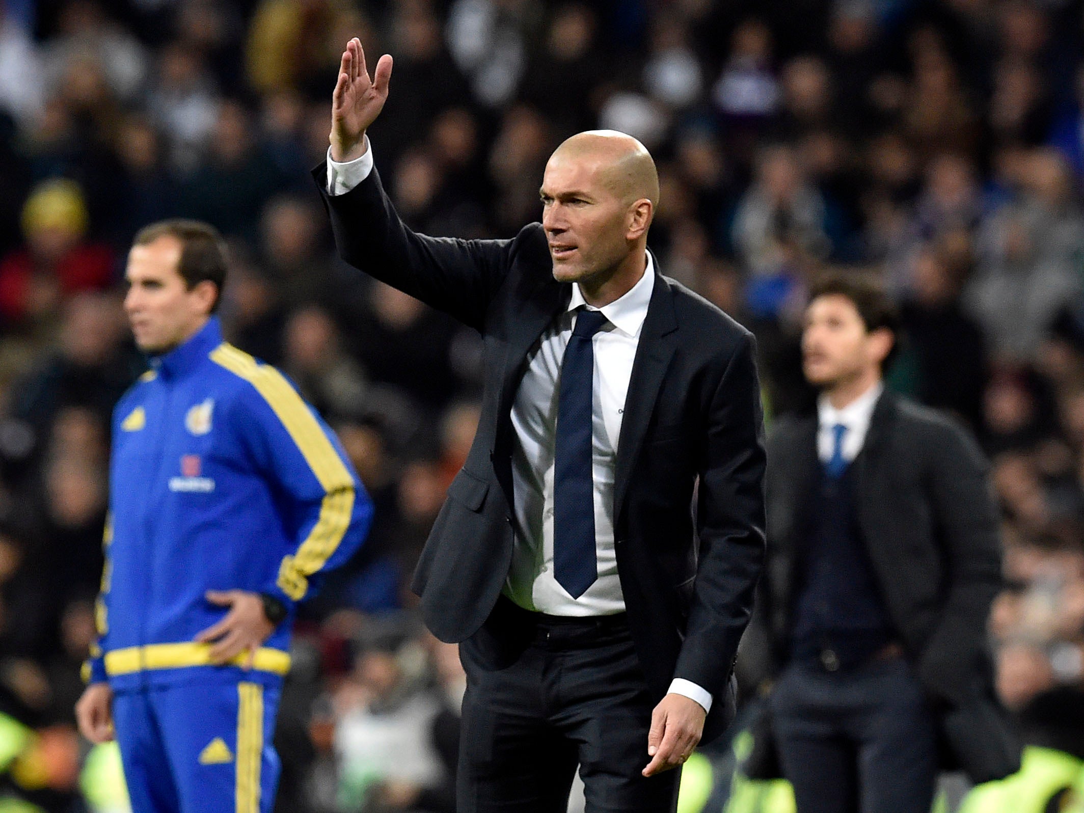 Zinedine Zidane on the sidelines during his first match as Real boss