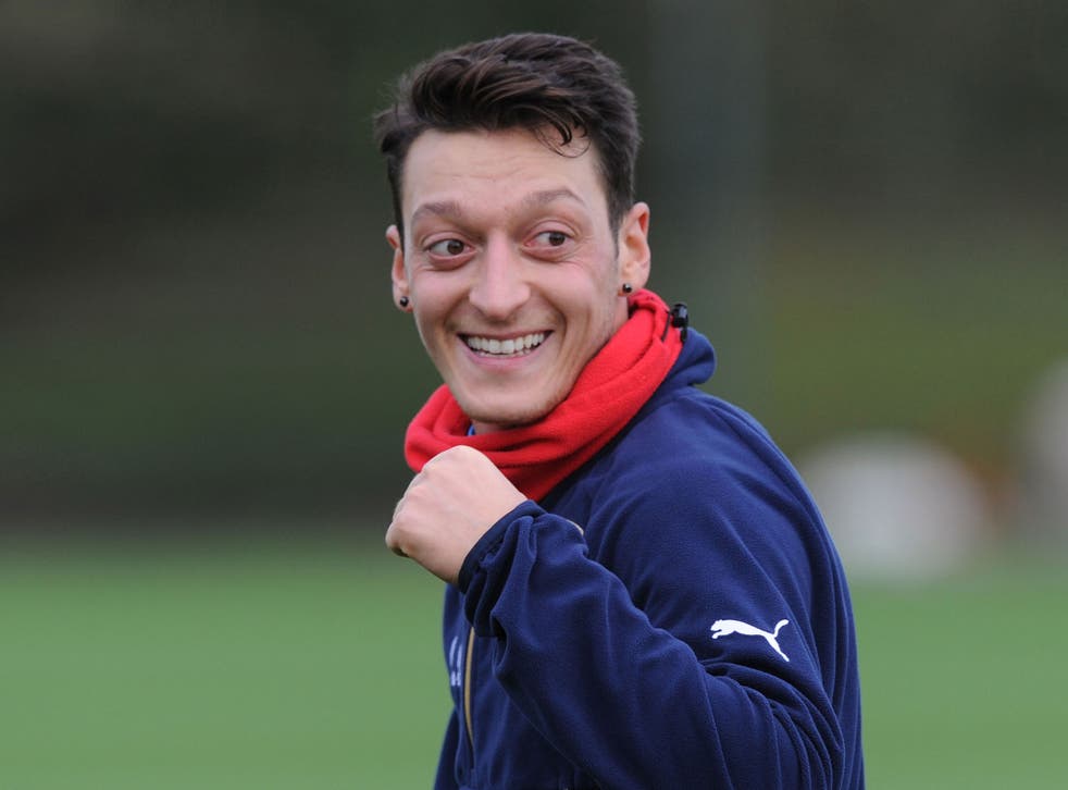 Mesut Ozil pictured during an Arsenal training session