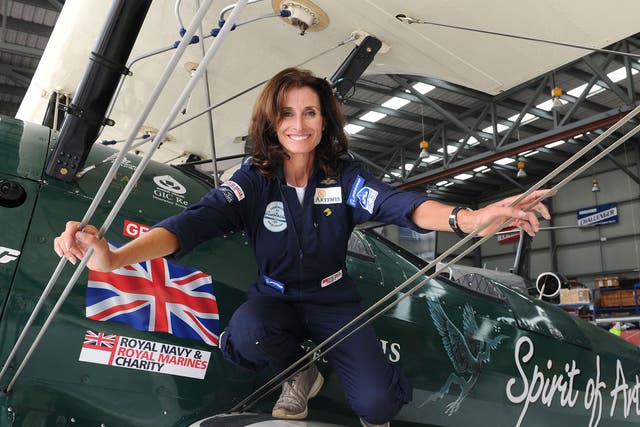 Tracey Curtis-Taylor at Sydney International Airport, Australia, after flying 13,000 miles in her restored 1942 Boeing Stearman Spirit of Artemis