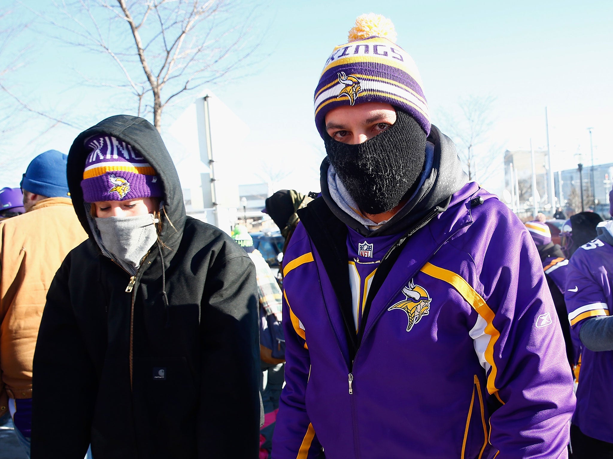 Minnesota Vikings fans arrive for the match