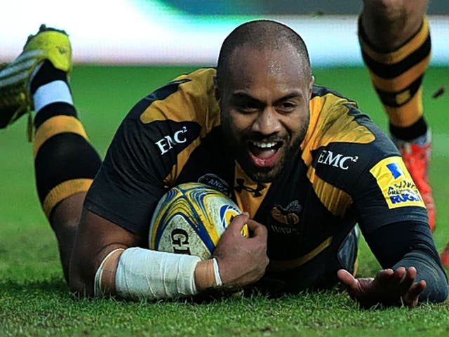 Sailosi Tagicakibau scores Wasps’s final try yesterday