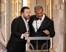 What did Ricky Gervais say to Mel Gibson at the Golden Globe Awards?