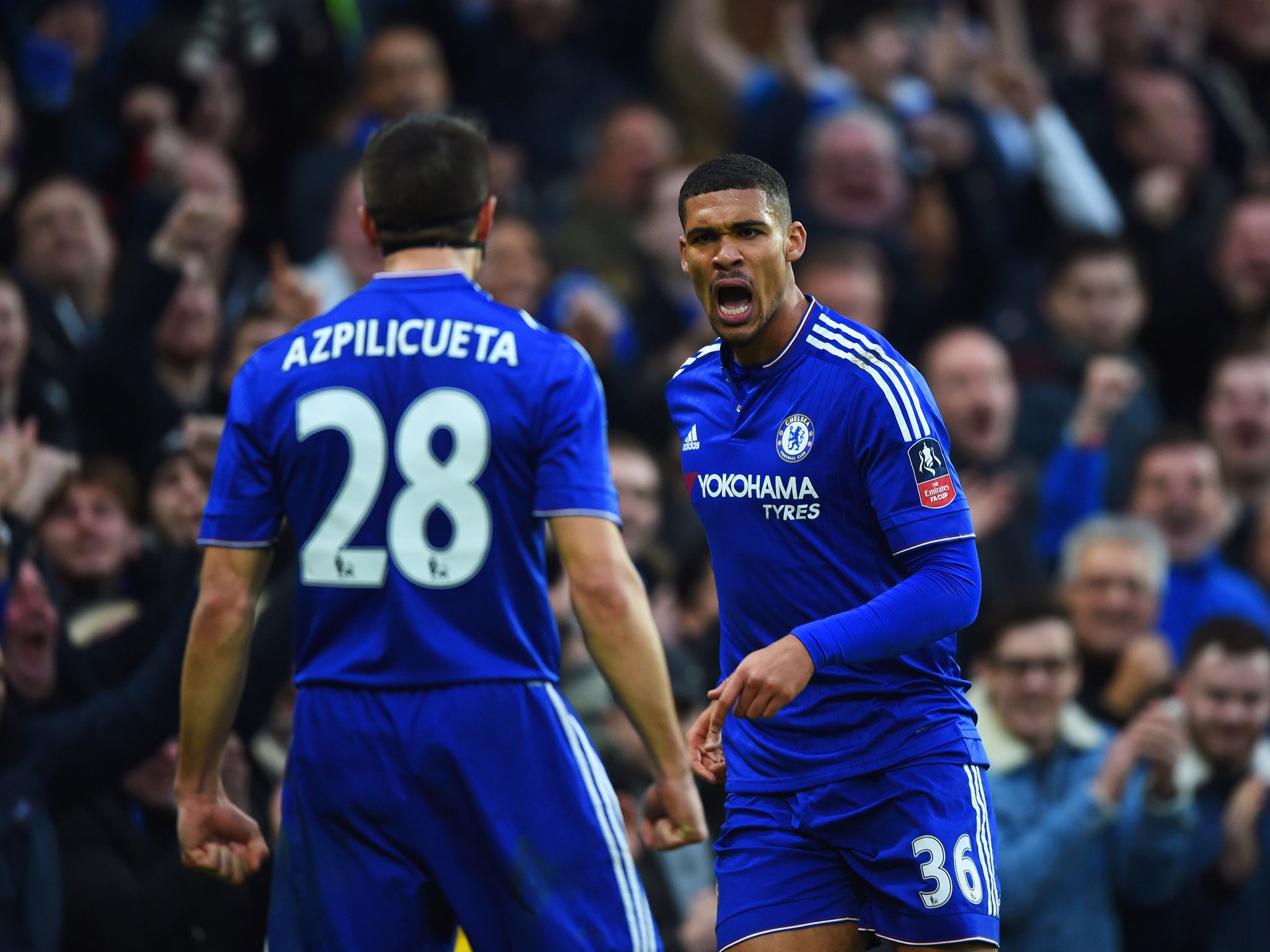 Ruben Loftus-Cheek celebrates scoring for Chelsea against Scunthorpe in the FA Cup