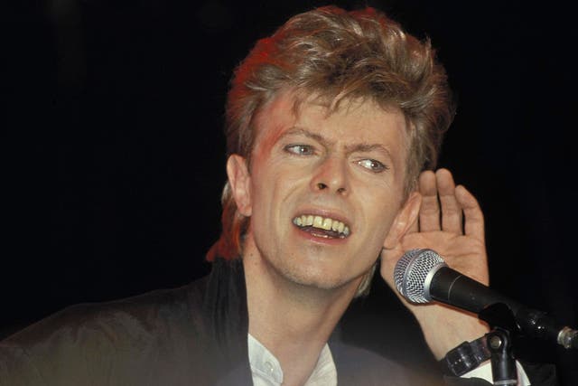 David Bowie performs at Sydney Entertainment Centre during his Glass Spider tour in 1987