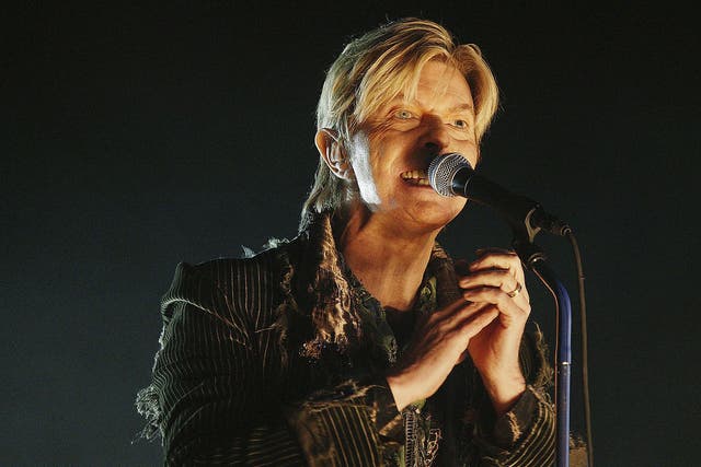 David Bowie on stage at Isle of Wight Festival in 2004