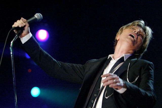 David Bowie performing at the Montreux Jazz Festival in Montreux, Switzerland, in 2002