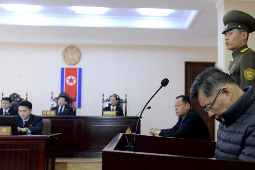 South Korea-born Canadian pastor Hyeon Soo Lim attends his trial in North Korea