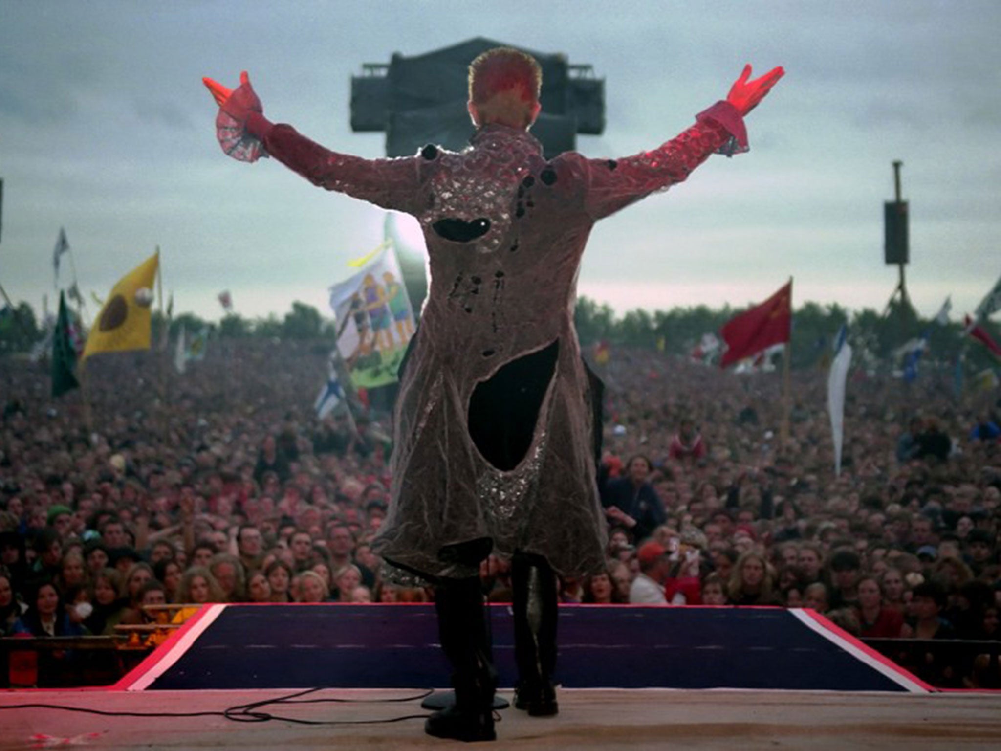 David Bowie on stage at Roskilde Festival in Denmark in 1996