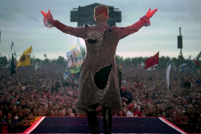 David Bowie  on stage at Roskilde Festival in Denmark in 1996