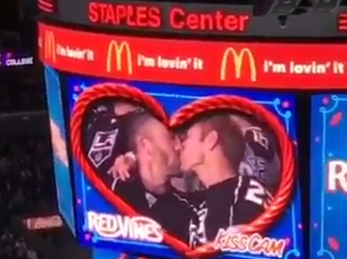 First gay couple appears on 'kiss cam' in ice hockey game - The ...